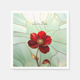 Stained Glass Red Flower Napkins