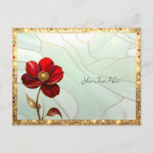 Stained Glass Red Flower Postcard