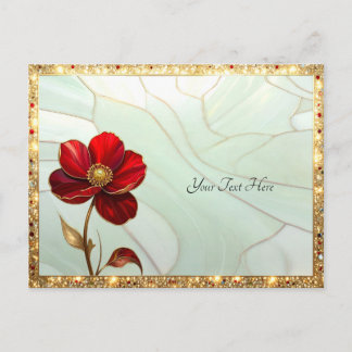 Stained Glass Red Flower Postcard