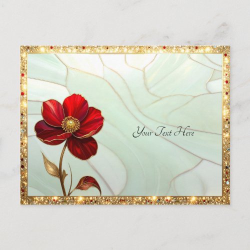 Stained Glass Red Flower Postcard