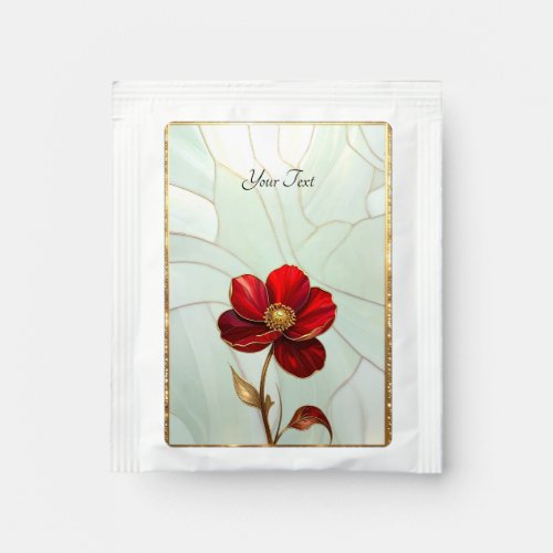 Stained Glass Red Flower Tea Bag Drink Mix