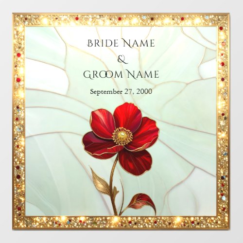 Stained Glass Red Flower with Floor Decal