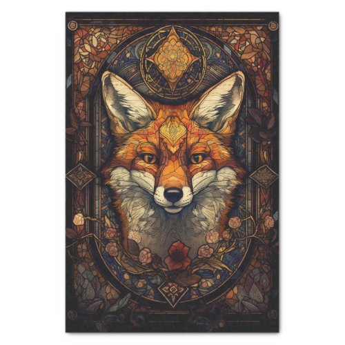 Stained Glass Red Fox 2 Tissue Paper