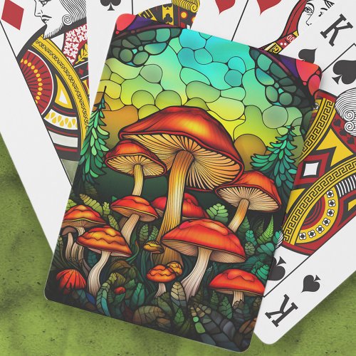 Stained Glass Red Mushrooms Toadstool Fantasy Playing Cards