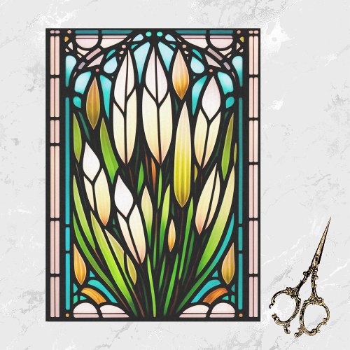 Stained Glass Reeds Illustration Large Tissue Paper