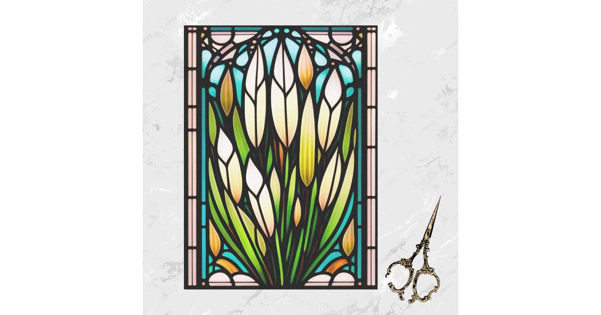 Stained Glass Reeds Illustration Large Tissue Paper | Zazzle