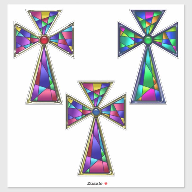 Stained Glass Religious Crosses Easter Sticker (Sheet)