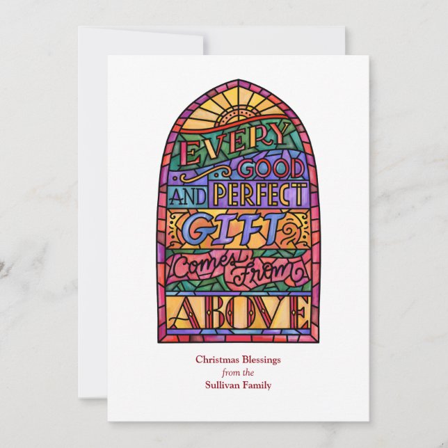 Stained Glass Religious Non-Photo Holiday Card (Front)