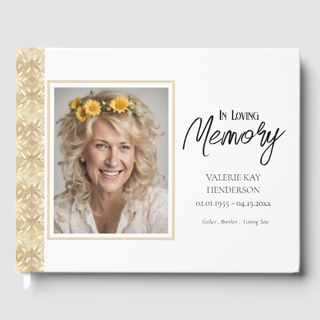 Stained Glass Remembrance Memorial Photo Guest Book (Front)