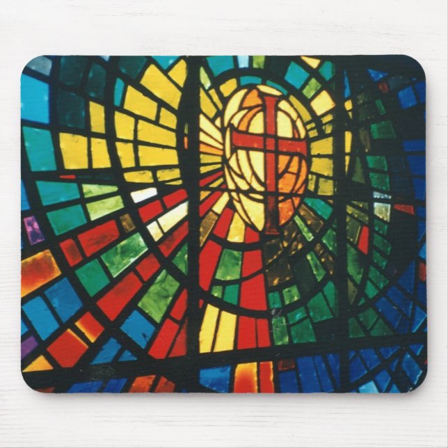 Stained glass ressurected cross mousepad art (Front)
