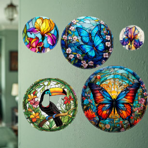 Stained-Glass Reusable Wall Decals Variety
