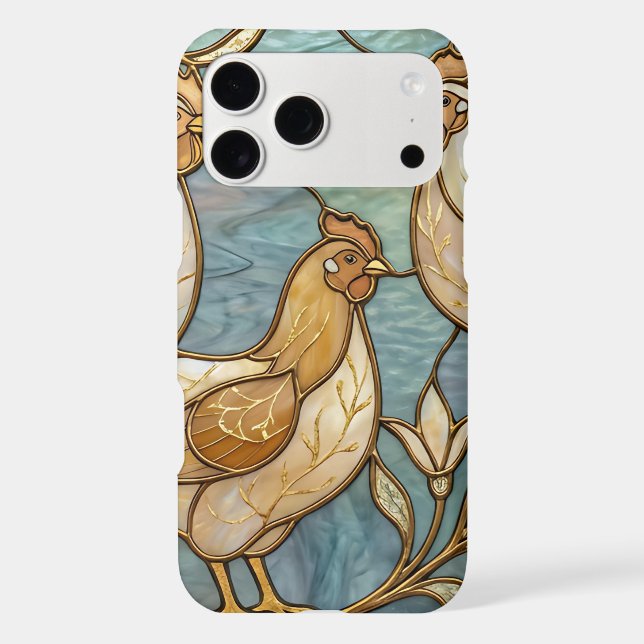 Stained Glass Roosters Elegant Chicken Farmhouse Case-Mate iPhone Case (Back)