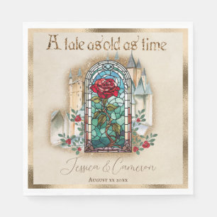 Stained Glass Rose Beauty and the Beast Castle Napkins