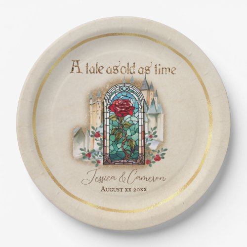 Stained Glass Rose Beauty and the Beast Castle Paper Plates