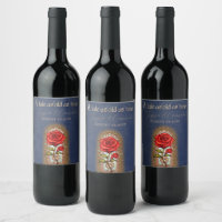 Stained Glass Rose Beauty and the Beast on Blue