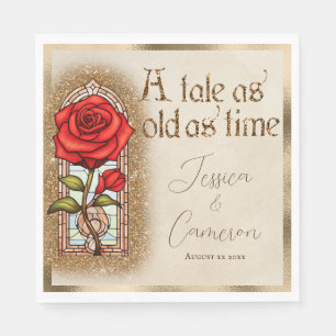 Stained Glass Rose Beauty and the Beast Theme Napkins
