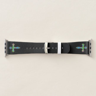 Stained Glass Rose Cross Apple Watch Band