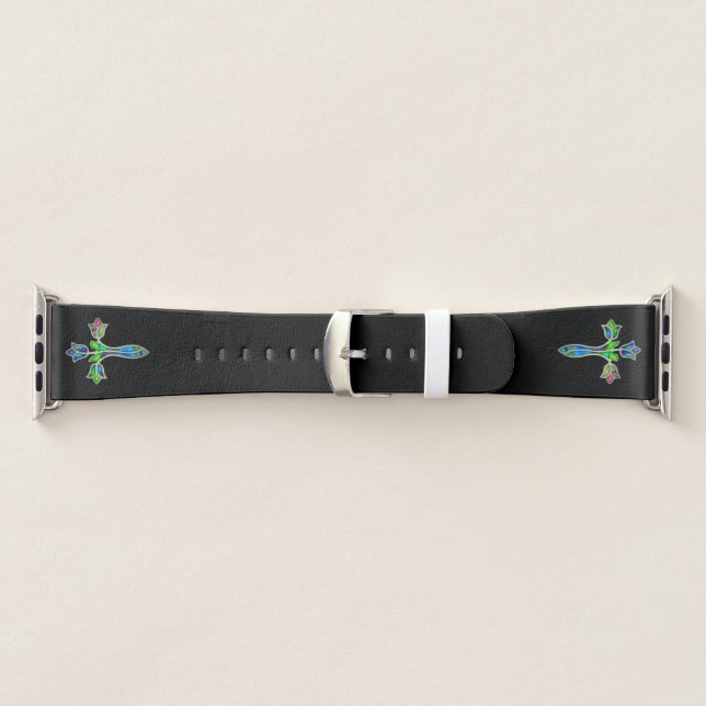 Stained Glass Rose Cross Apple Watch Band (Band)