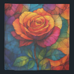 Stained Glass Rose Duvet Cover Vibrant Floral Art<br><div class="desc">ransform your bedroom into a vivid sanctuary of color and romance with this Stained Glass Rose Duvet Cover. Featuring a strikingly detailed single rose in full bloom, this design mimics the beauty of stained glass windows with its intricate outlines and glowing jewel-tone hues—ranging from fiery reds and golden yellows to...</div>