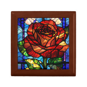 Stained Glass Rose Gift Box