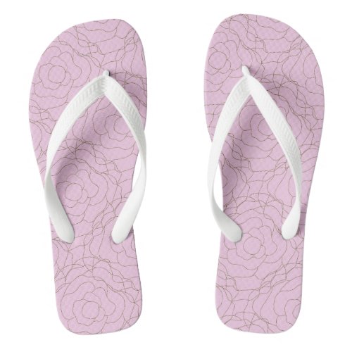 Stained Glass Rose Gold Rose on Pink  Flip Flops