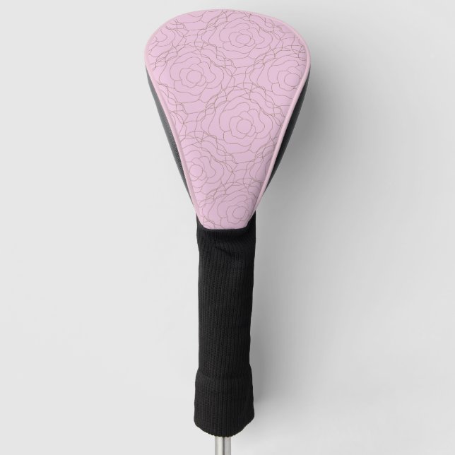 Stained Glass Rose: Gold Rose on Pink  Golf Head Cover (Front)