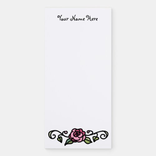 Stained Glass Rose Hand_Drawn Whimsical Floral  Magnetic Notepad