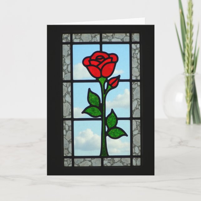 Stained Glass Rose Mothers Day Card (Front)