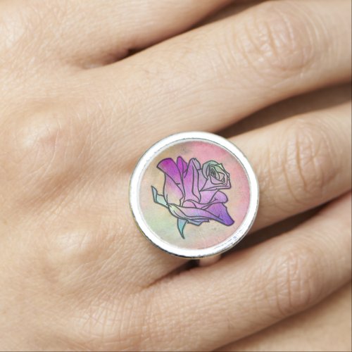 Stained Glass Rose Ring