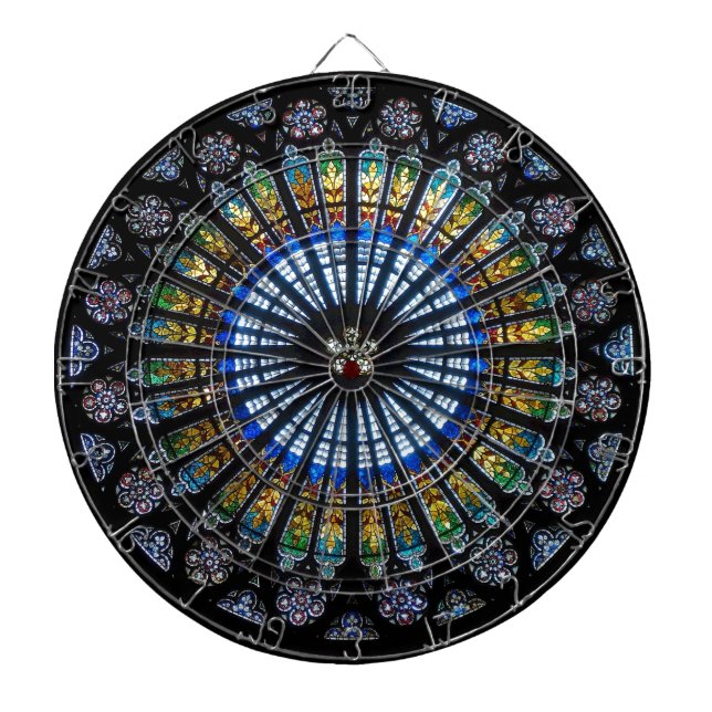 Stained glass rose window in France's Strasbourg Dart Board (Front)
