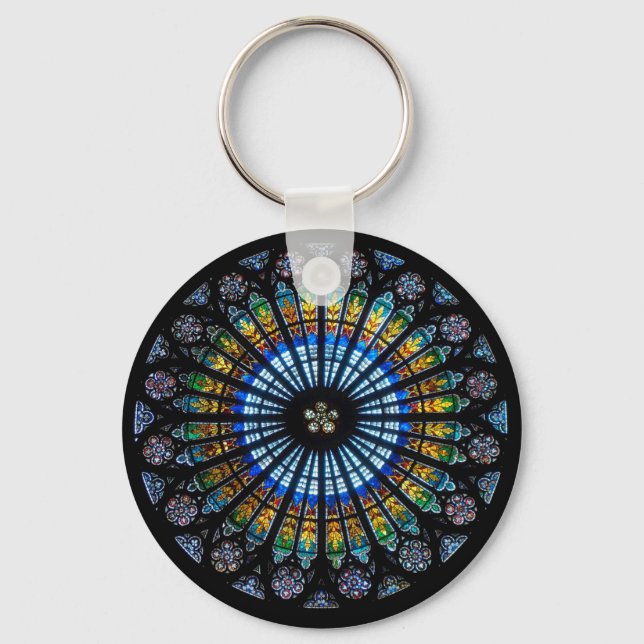 Stained glass rose window in France's Strasbourg Keychain (Front)