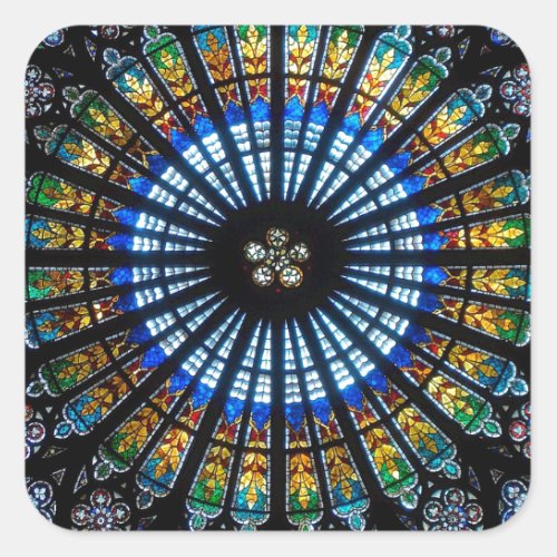 Stained glass rose window in Frances Strasbourg Square Sticker