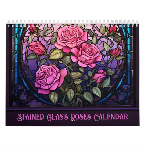 Stained Glass Roses Floral Calendar