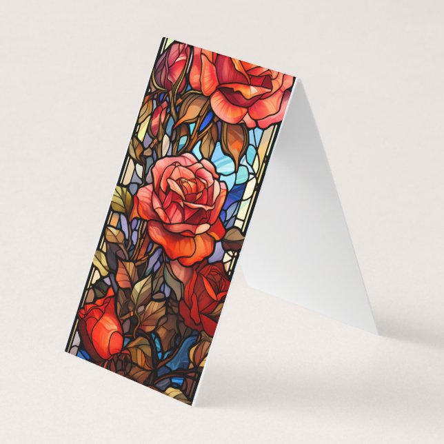 Stained Glass Roses Folding Bookmarks Bookmarker Business Card (Front)