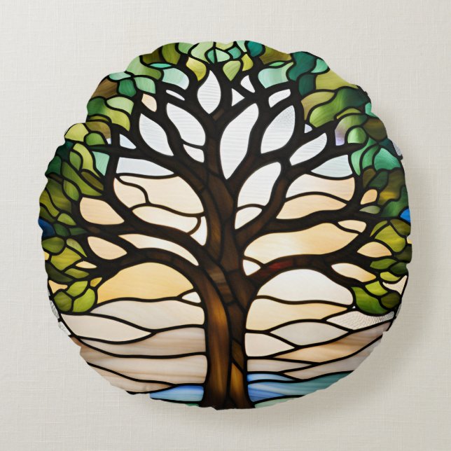 Stained Glass  Round Pillow (Front)