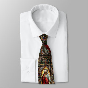 Stained Glass Sacred Heart of Jesus Catholic Neck Tie