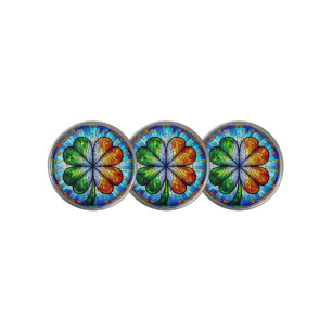 Stained Glass Saint Patrick's Day Irish Clover Golf Ball Marker