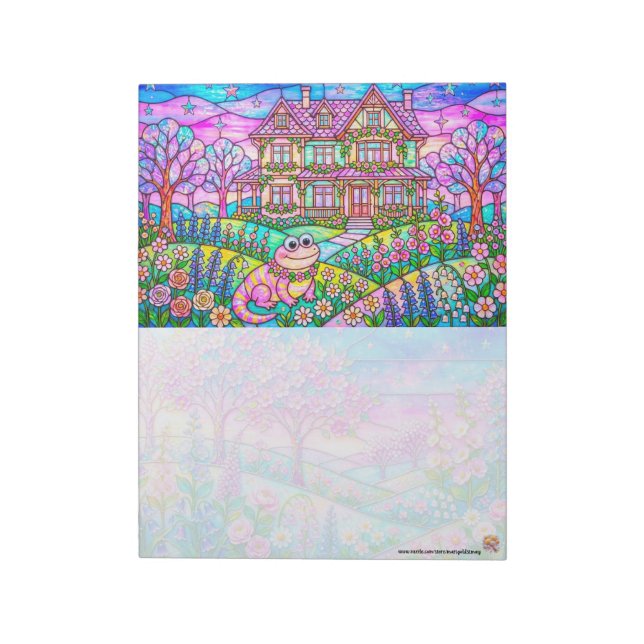 Stained Glass Salamander Notepad (Rotated)