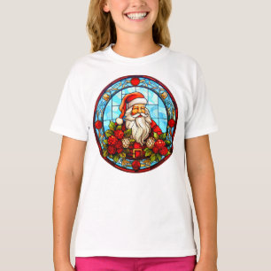 Stained Glass Santa Christmas Ornament-67672 T-Shirt