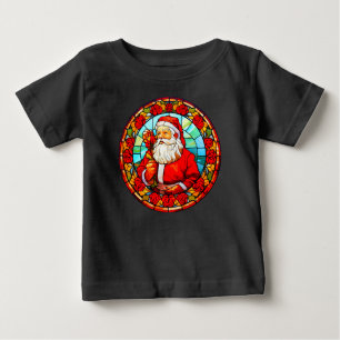 Stained Glass Santa Christmas Ornament-67680 Baby T-Shirt