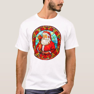 Stained Glass Santa Christmas Ornament-67680 T-Shirt