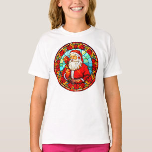 Stained Glass Santa Christmas Ornament-67680 T-Shirt