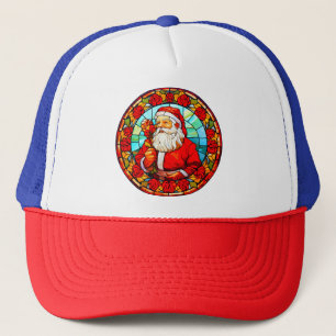 Stained Glass Santa Christmas Ornament-67680 Trucker Hat