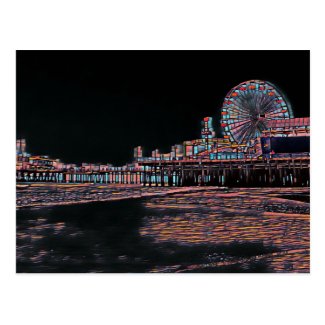 Stained Glass Santa Monica Pier Postcard