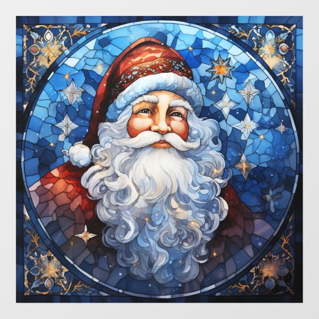 Stained Glass Santa Window Cling (Sheet)