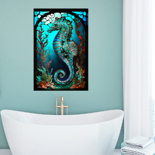 Stained Glass Seahorse Poster