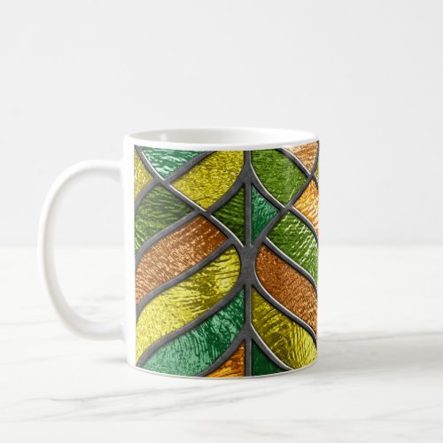 Stained glass seamless texture with leaf pattern  coffee mug