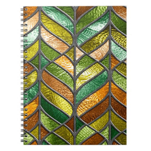 Stained glass seamless texture with leaf pattern  notebook