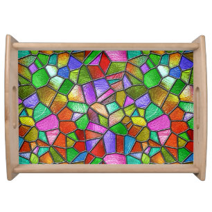 🌈 Stained Glass Serving Tray Colorful Home Gift ✨