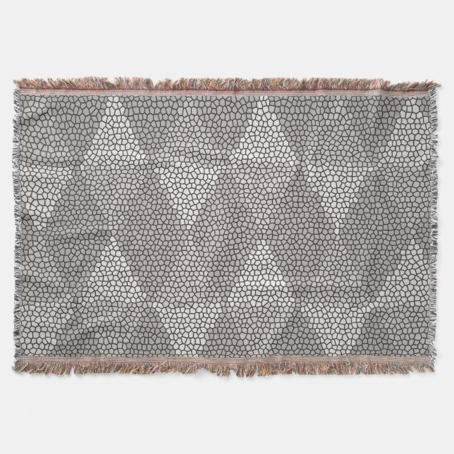 Stained Glass Silver Diamond Pattern Throw Blanket (Front)